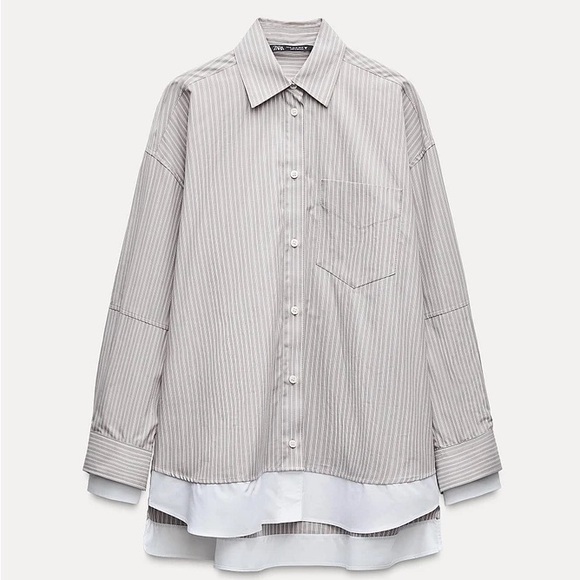 DOUBLE CUFF OVERSIZED POPLIN SHIRT - Picture 2 of 10